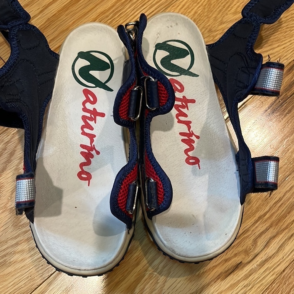 Naturino boys red & navy fabric sandals Sz 3 - Picture 7 of 14
